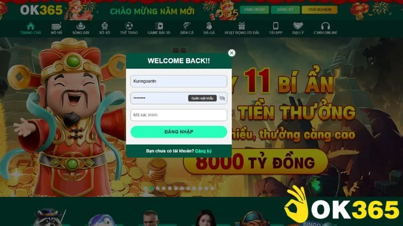 Đăng nhập tài khoản OK365