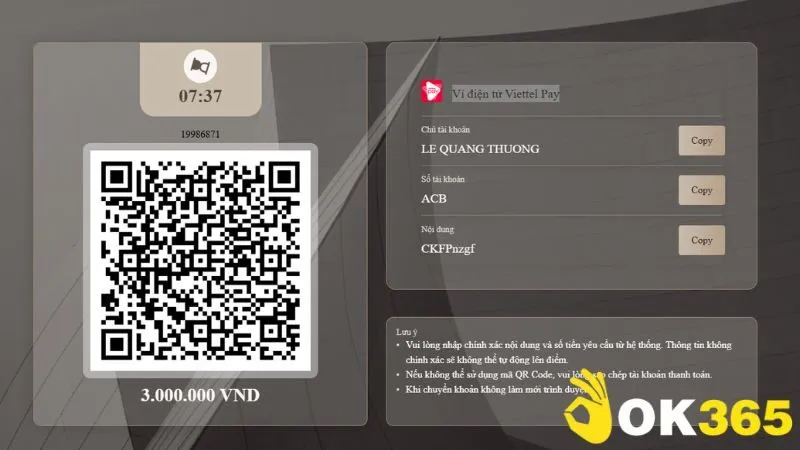 Quét mã nạp tiền qua ví điện tử Viettel Pay