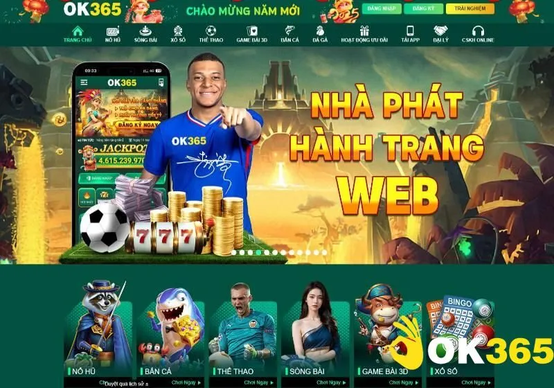 Giao diện trang chủ Ok365 thân thiện và dễ sử dụng