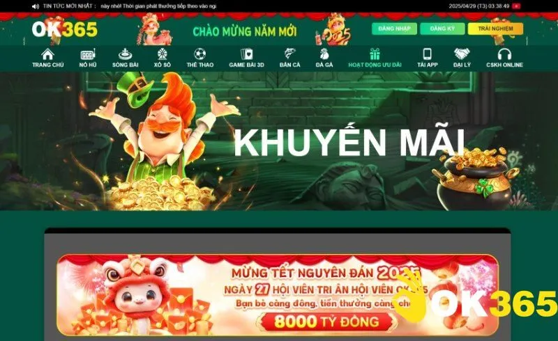 Một số chương trình khuyến mãi hot tại nhà cái Ok365